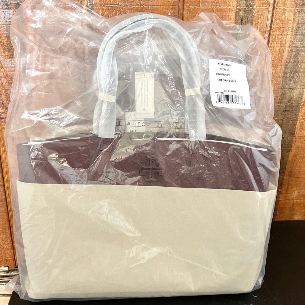 Tory Burch McGraw Leather Tote - Claret - Picture 4 of 5